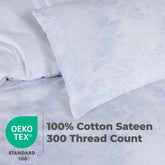 100% Cotton Sateen Printed Duvet Cover Set - 300 Thread Count Luxury Bedding - Ultra Soft & Breathable - 18513
